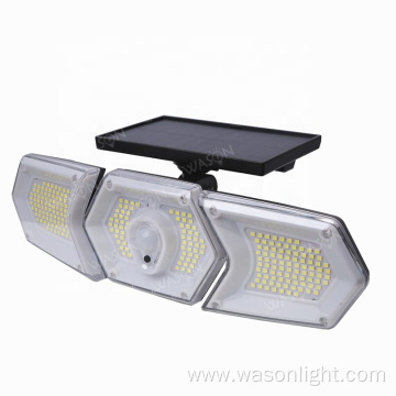 Newest Smart Triple Heads 254*SMD/274*COB Outdoor Party Motion Sensing Solar Powered Garden Wall Light With Adjustable Lamp Body